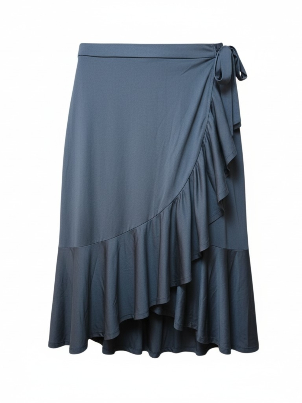 LULAROE | Black Silky Bella Asymmetrical‎ Ruffle Wrap Adjustable Waist Skirt | L